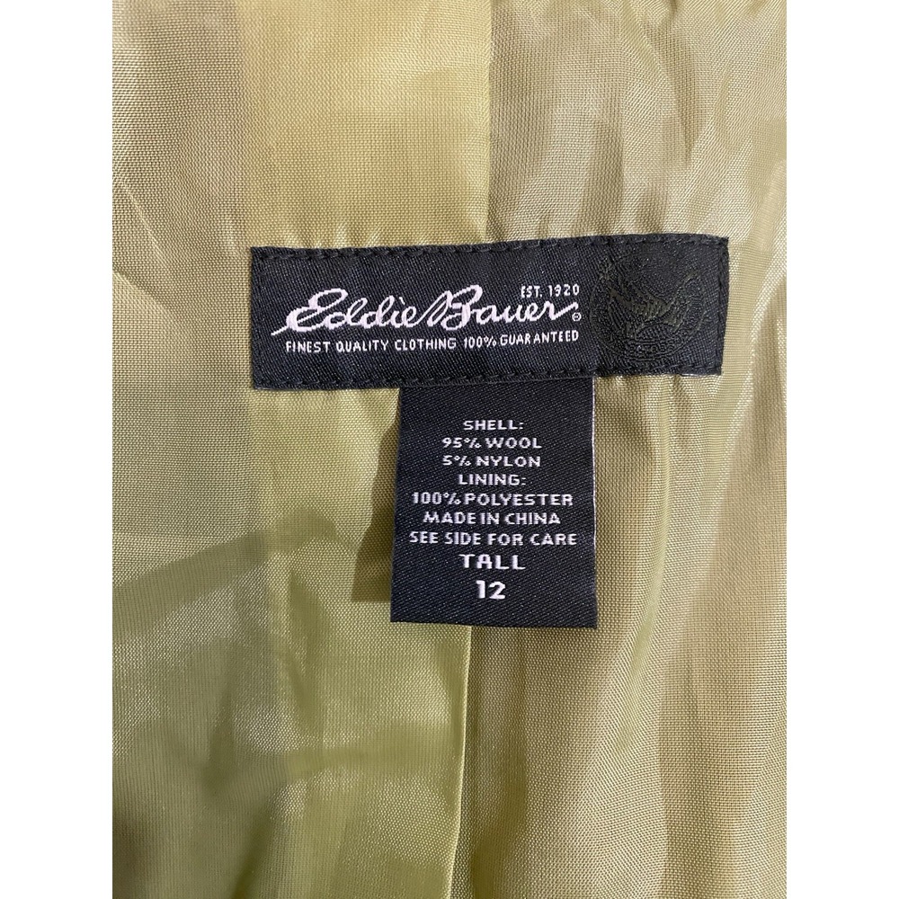 Eddie Bauer Womens 12 Tall Wool Blend Blazer Jacket Earthy Green Brown Buttons - Picture 12 of 16